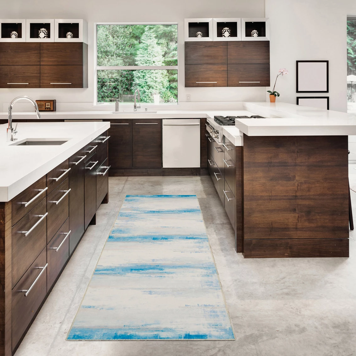 Wholesale 👏 Linon 2 X 8 Ft. Tiana Ivory/Blue Washable Rug 🛒 - Image 2