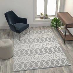 Outlet 👍 Flash Furniture Indoor Geometric Area Rug - Hand Woven Area Rug With Diamond Pattern, Polyester/Cotton Blend 🛒
