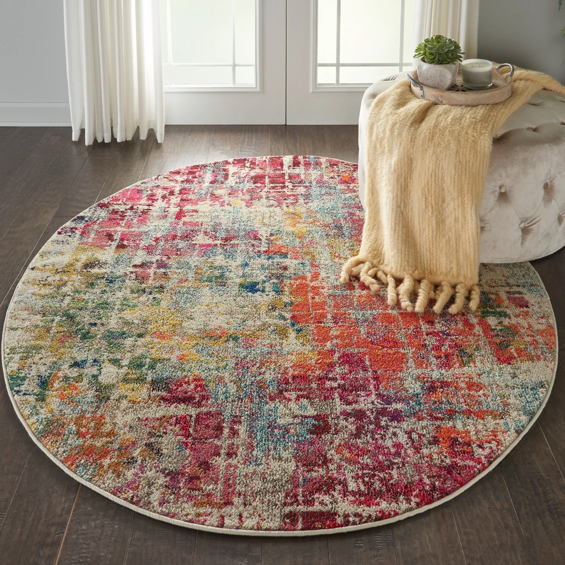 Cheap 👍 Nourison Celestial CES13 Abstract Round Rug ⌛ - Image 2
