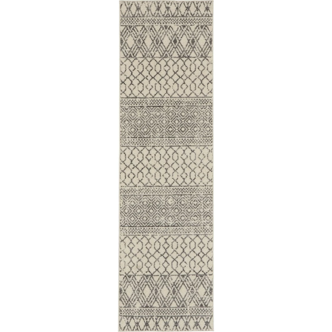 Brand new ⌛ Nourison Passion PSN43 Ivory/Gray 2 Ft. 2 In. X 7 Ft. 6 In. Geometric Rug 😀