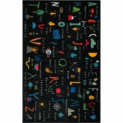 New ❤️ Mohawk Home ABC Letters Black Area Rug ⌛