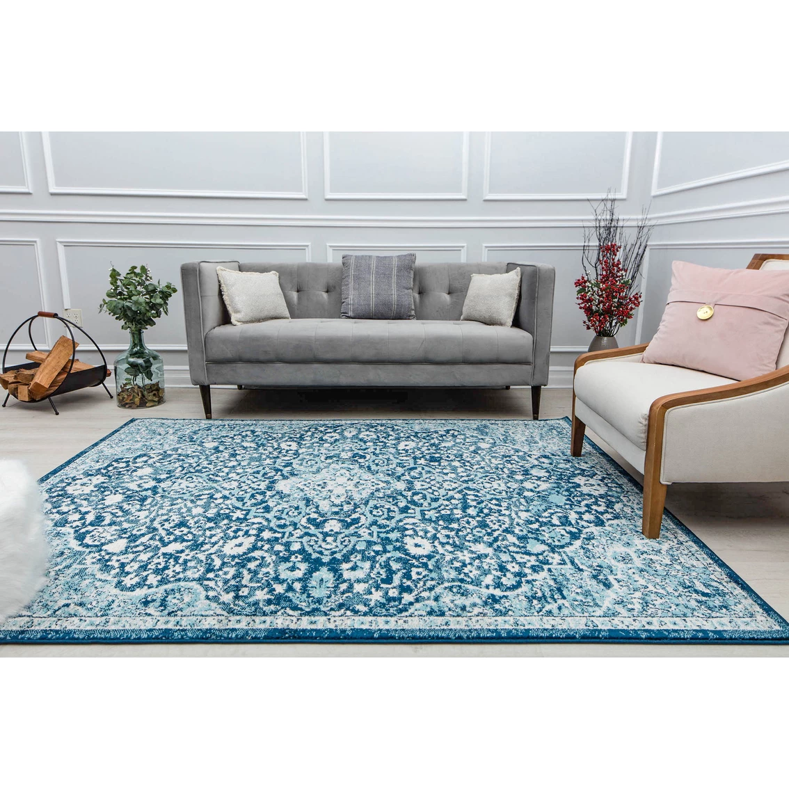 Brand new โ Rugs America Harper Mozart Blue Abstract Vintage Area Rug ๐ - Image 4